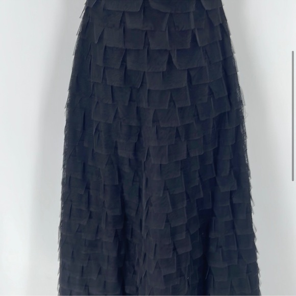 BCBGMaxAzria Black Tulle Tiered Full Length Formal Black Tie Dress Gown 4 - Picture 3 of 5